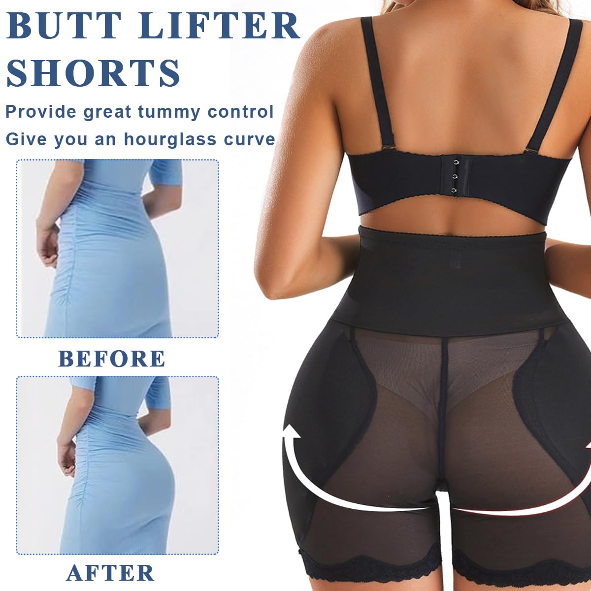 PALAY Hip Pads for Women Shapewear with Dual Insert Pads featuring Dacron Fabric | 3 PCS Black