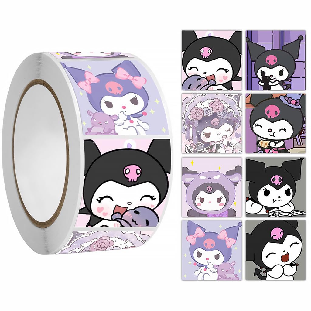 HASTHIP® 500Pcs Kuromi Stickers - 6 Designs Kuromi & Melody Stickers, Cute Stickers Decals Assorteds Kawaii Sticker Gifts for Kids Teens Girls Adults, Ideal DIY Decor & Gift for Sanrio Fans