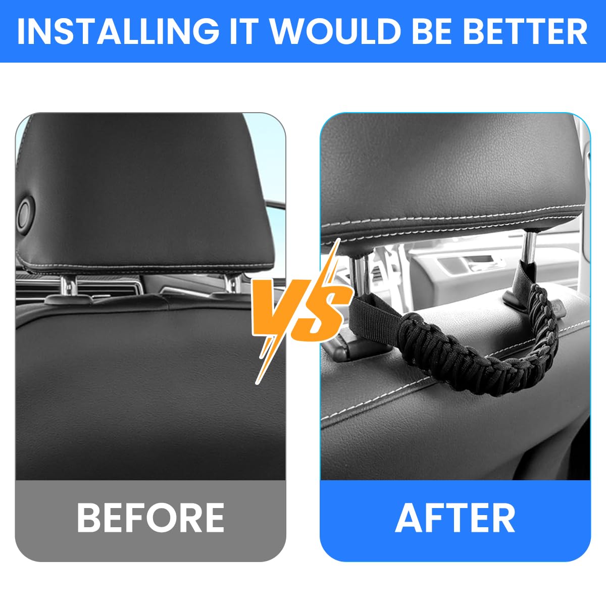 STHIRA Car Seat Headrest Grab Handles for Rear Passenger Support 11.81 in Nylon | Easy Install