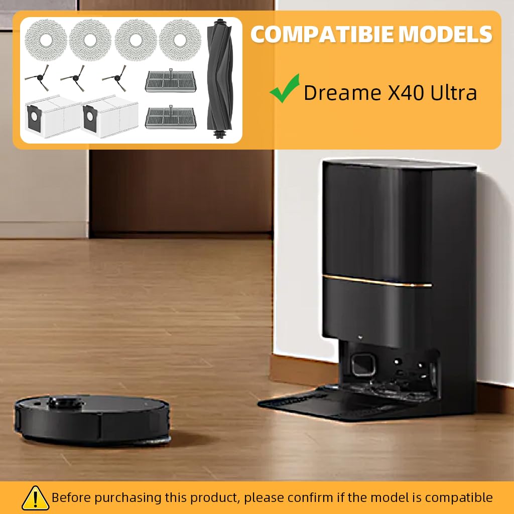 HASTHIP Replacement Parts for Dreame X40 Ultra Vacuum with 12Pcs Kit and 1 Main Roller Brush