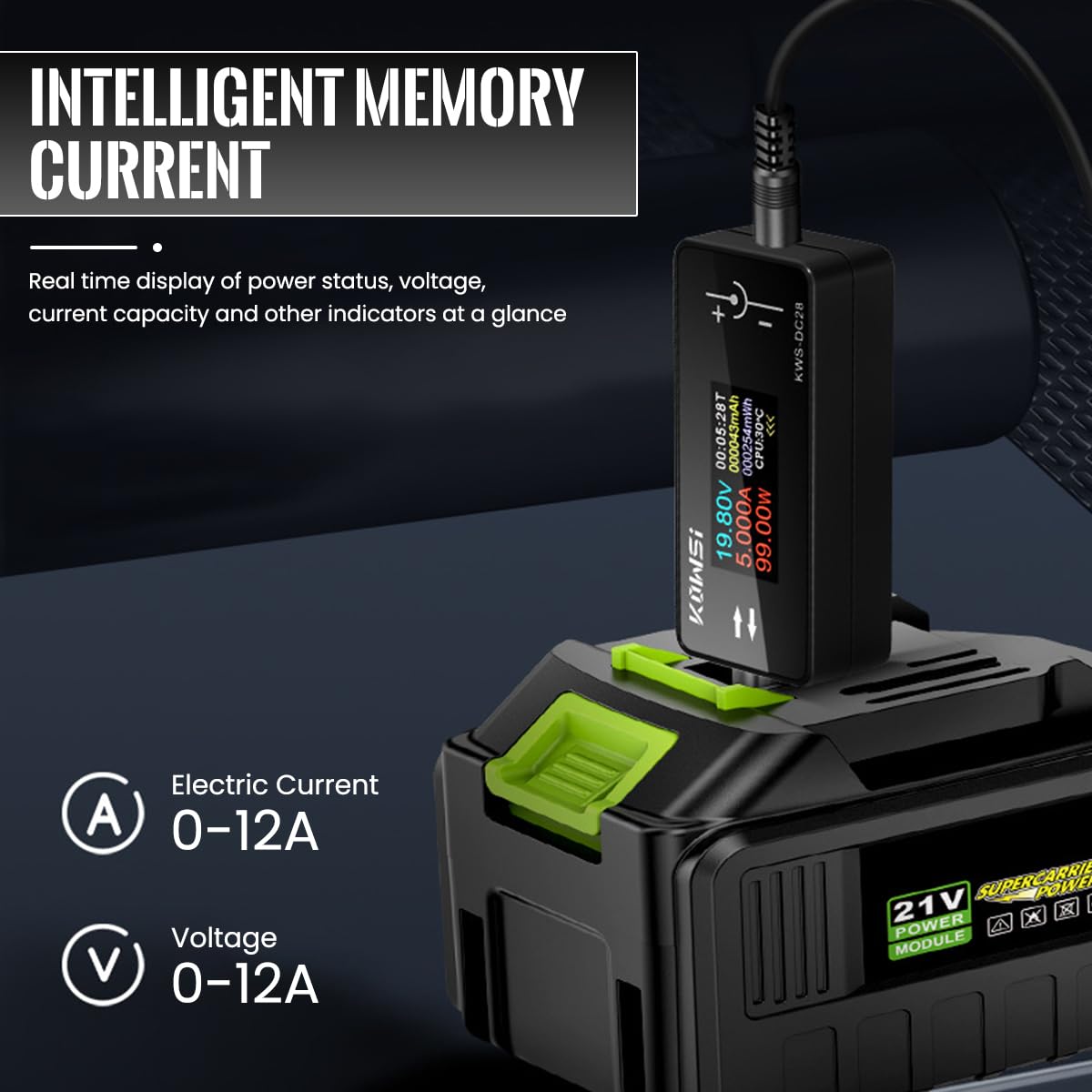 Serplex DC Voltage Meter for Electronic Devices featuring LCD Display and 0-12A 4-30V Range