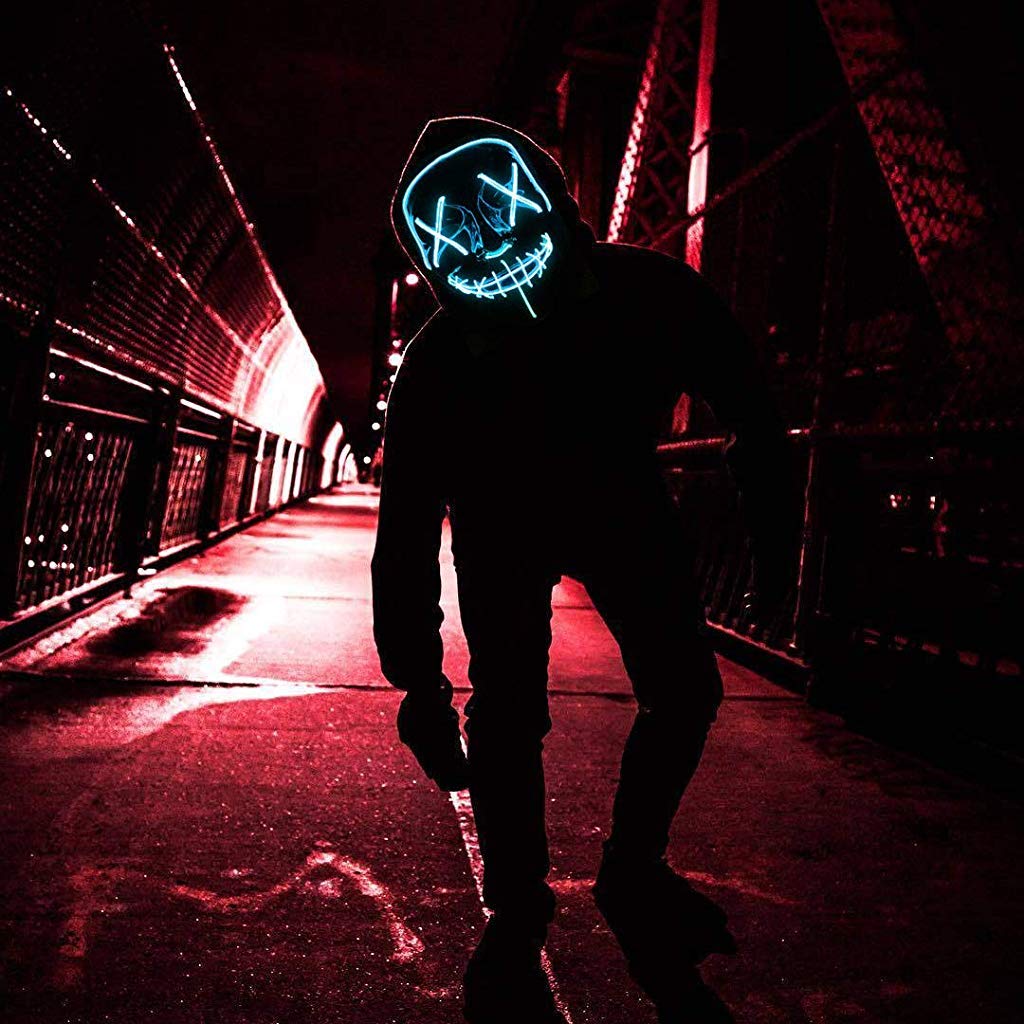 Optifit Blue Halloween Mask LED Light Up Mask for Festival and Cosplay Parties