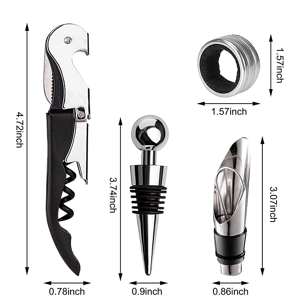 HASTHIP® 4PCS Bottle Openers Wine Bottle Opener Kit for Beer or Wine Premium Wine Opener Gift Set Includes Corkscrew Bottle Stopper Wine Pourer and Wine Ring(Gift Packaging)