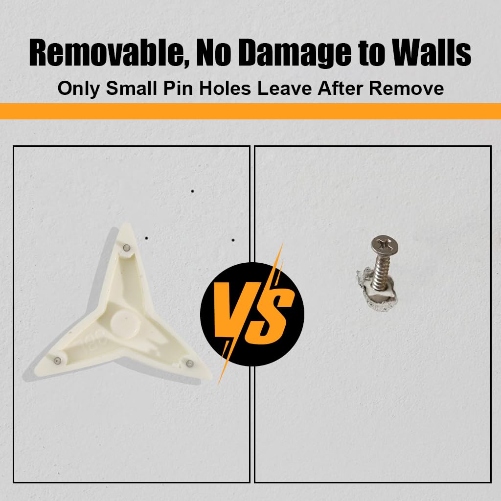 HASTHIP Wall Hooks for Photo Frames and Keys with Triangular Push Nail Design 40pcs White