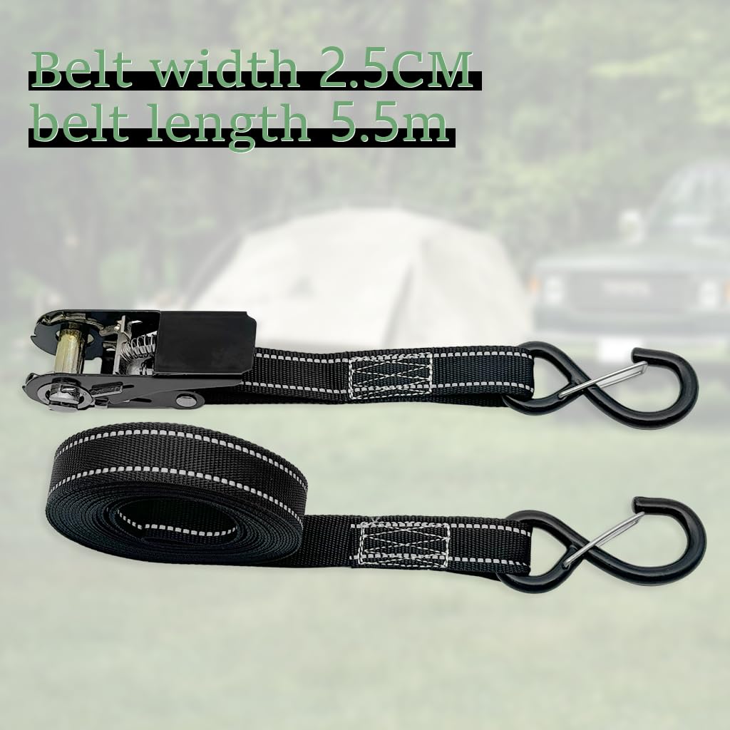 HASTHIP Ratchet Tie Down Straps for Motorcycles and Cargo featuring Quick Release 6.6 ft Nylon Webbing | Rubber Coated Heavy Duty Design