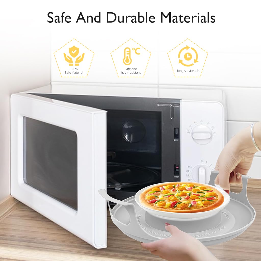 Supvox Microwave Plates for Heating with Handles 11.8 in | Safe Food Grade PP Tray