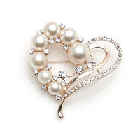 Venzina® Pearl Brooch for Women Heart-shaped Rhinestone Brooches Ladies Fashion Alloy Saree Brooch Pin for Blouse Blazer, Coat, Sweater, Gown, Shawl