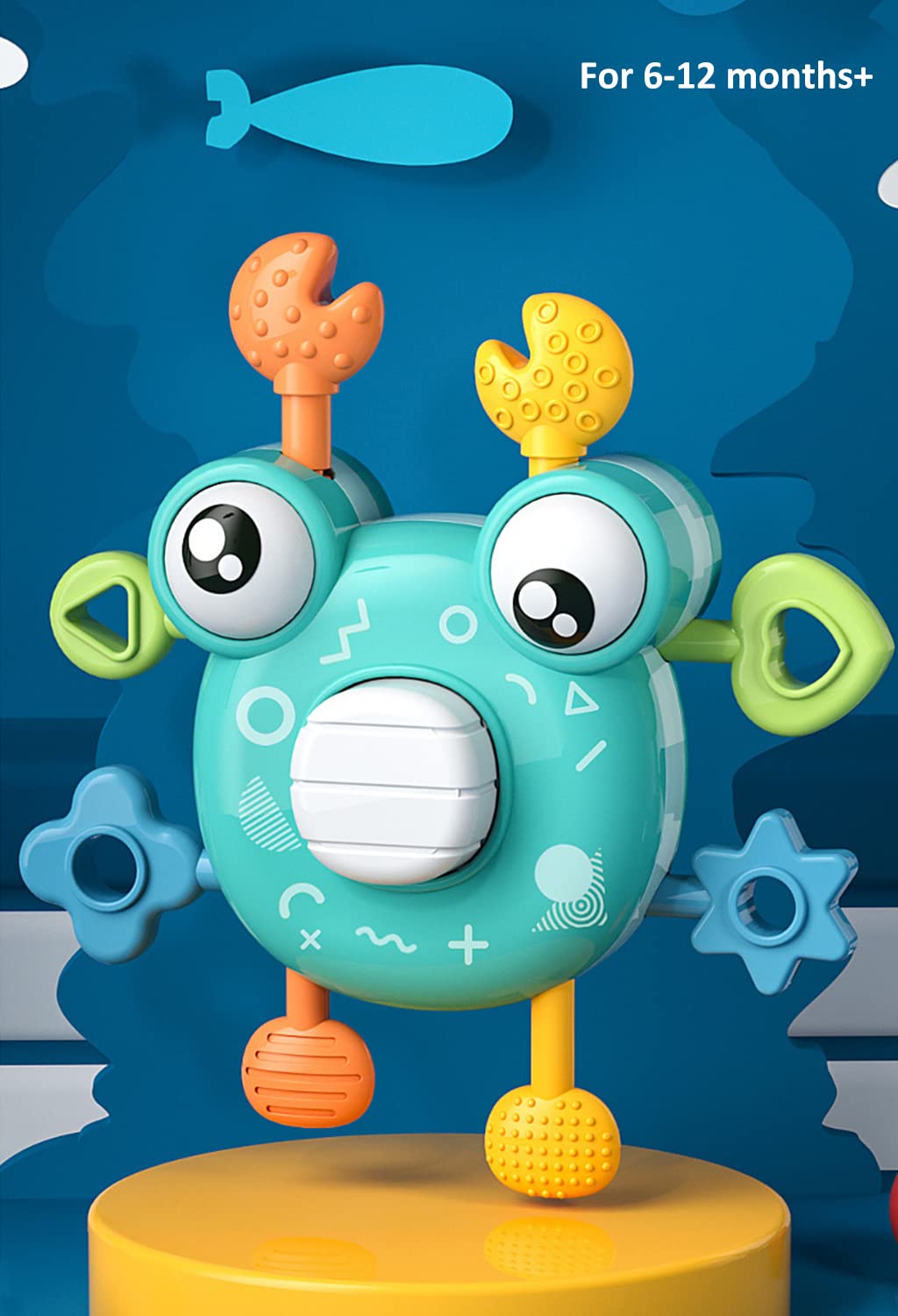 PATPAT Sensory Toys for Kids featuring Pull String Crab Design with Food Grade Silicone | Montessori Fine Motor Skill Toy for Babies 6+ Months