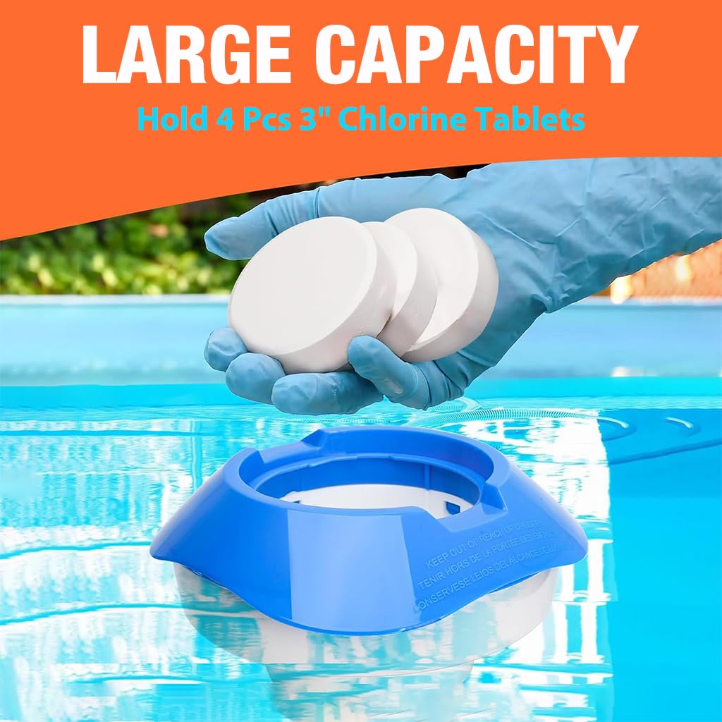 HASTHIP Pool Chlorine Floater for Swimming Pools and Spas with 7 in Capacity Featuring Six Adjustable Flow Vents | UV Resistant Floating Dispenser