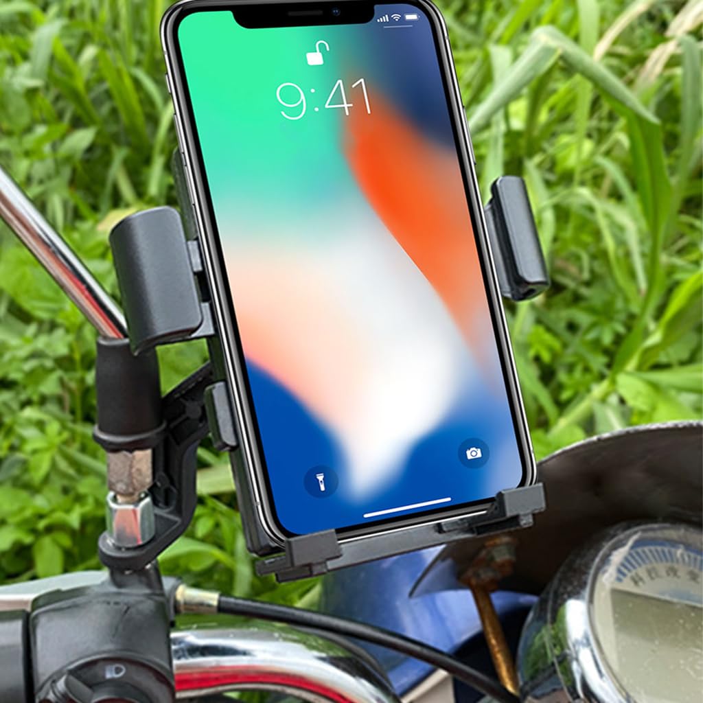 Proberos Motorcycle Phone Mount Holder for 4–6.5 in Devices with 360 Rotation and Dual Grips