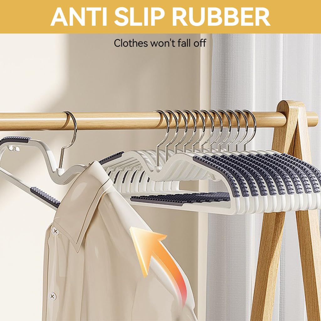 HASTHIP Plastic Hangers 10 Pack for Dry and Wet Clothes with 360º Swivel Hooks | 16.5 in Adult Size