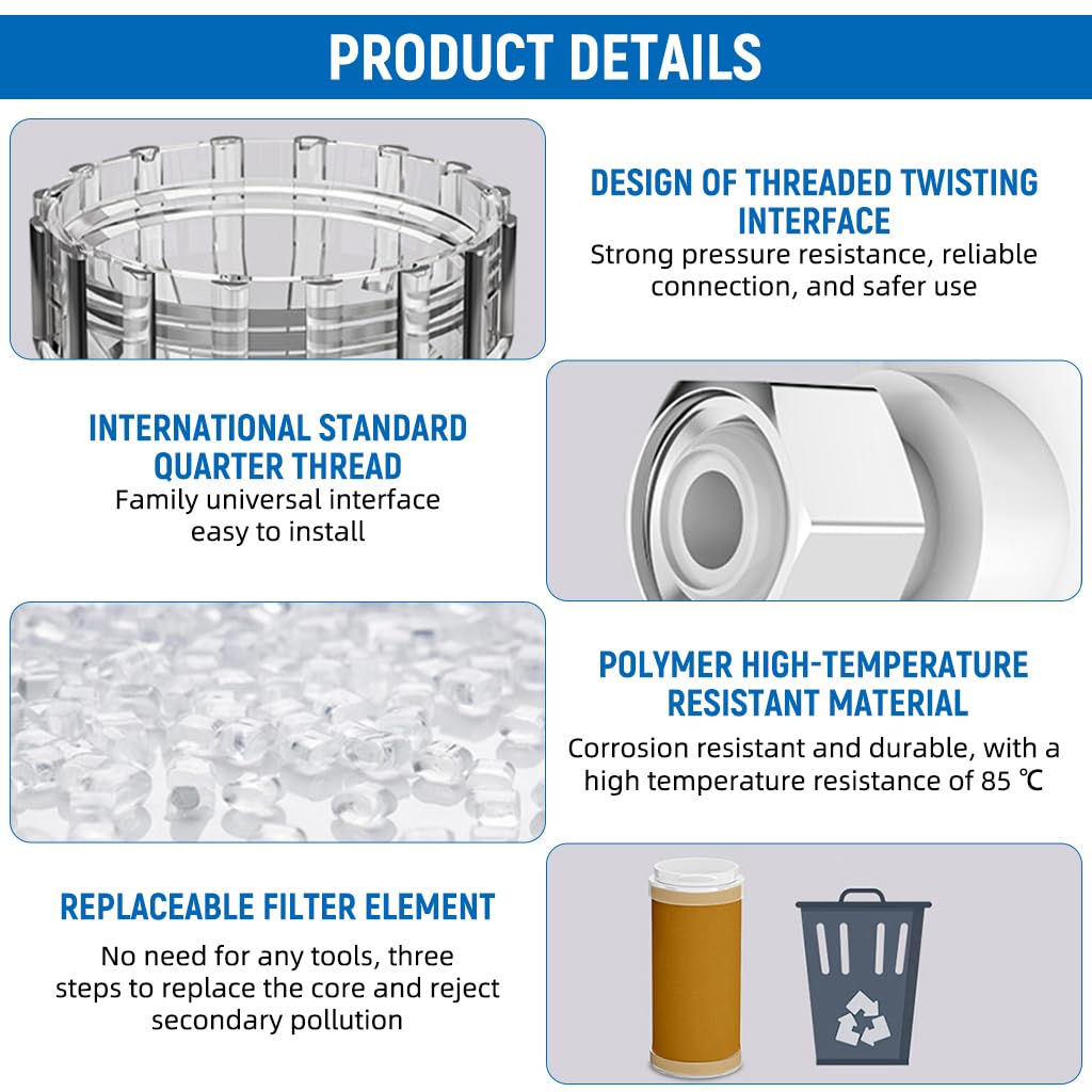 HASTHIP Water Filter for Tank Heater and Washing Machine with Clear Housing and 1/2 inch Thread | PP Fiber Filtration for Sediment and Rust Removal