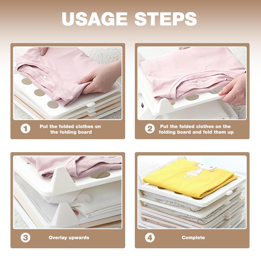 Supvox Stackable Shirt Divider Boards for Closet and Drawer Organization 10 Pack 33x26cm featuring Easy Lifting Grip | Neatly Folded T Shirts and Polos