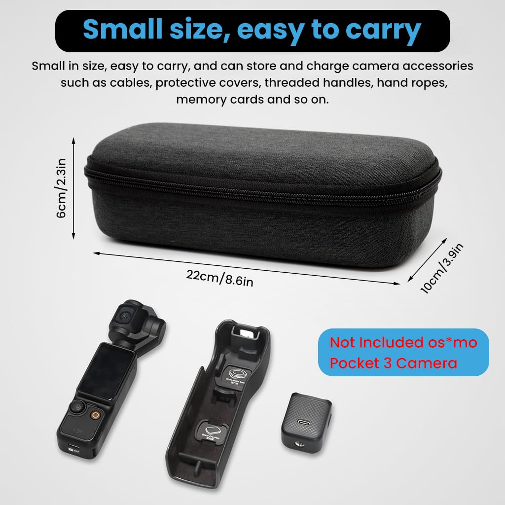 Zibuyu Carrying Case for Osmo Pocket 3 Camera with Hand Strap and Travel Storage Bag