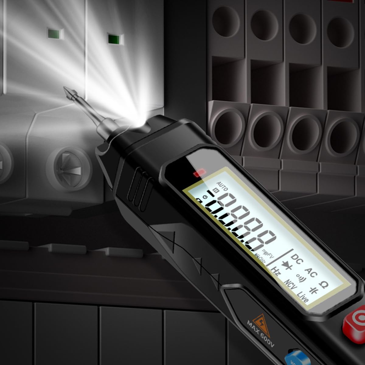 Serplex Digital Multimeter for AC/DC Voltage and Resistance Testing with 6000 Counts | Non Contact NCV Tester Pen Featuring LED Light and LCD Display