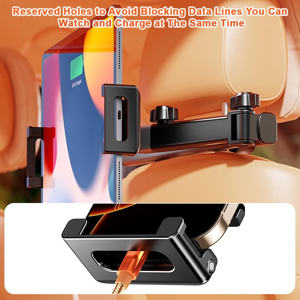 STHIRA Aluminum Alloy Car Tablet Holder for Headrest with 360° Swivel | Fits Devices Up to 13 in