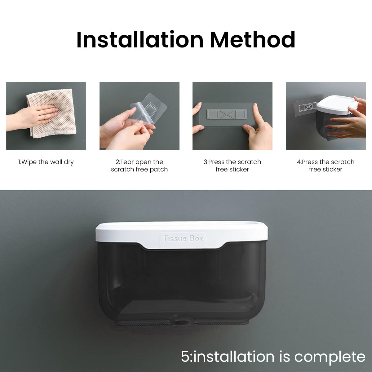 HASTHIP Wall Mounted Paper Holder with 18x10.5cm Utility Shelf and Screw Mount | Stainless Steel