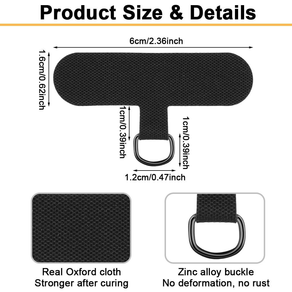 ZORBES Phone Tether Tab 4 Pack with Metal Buckle for Secure Use featuring 2.36 in Oxford Cloth | Ultra Thin and Wireless Charging Compatible Design