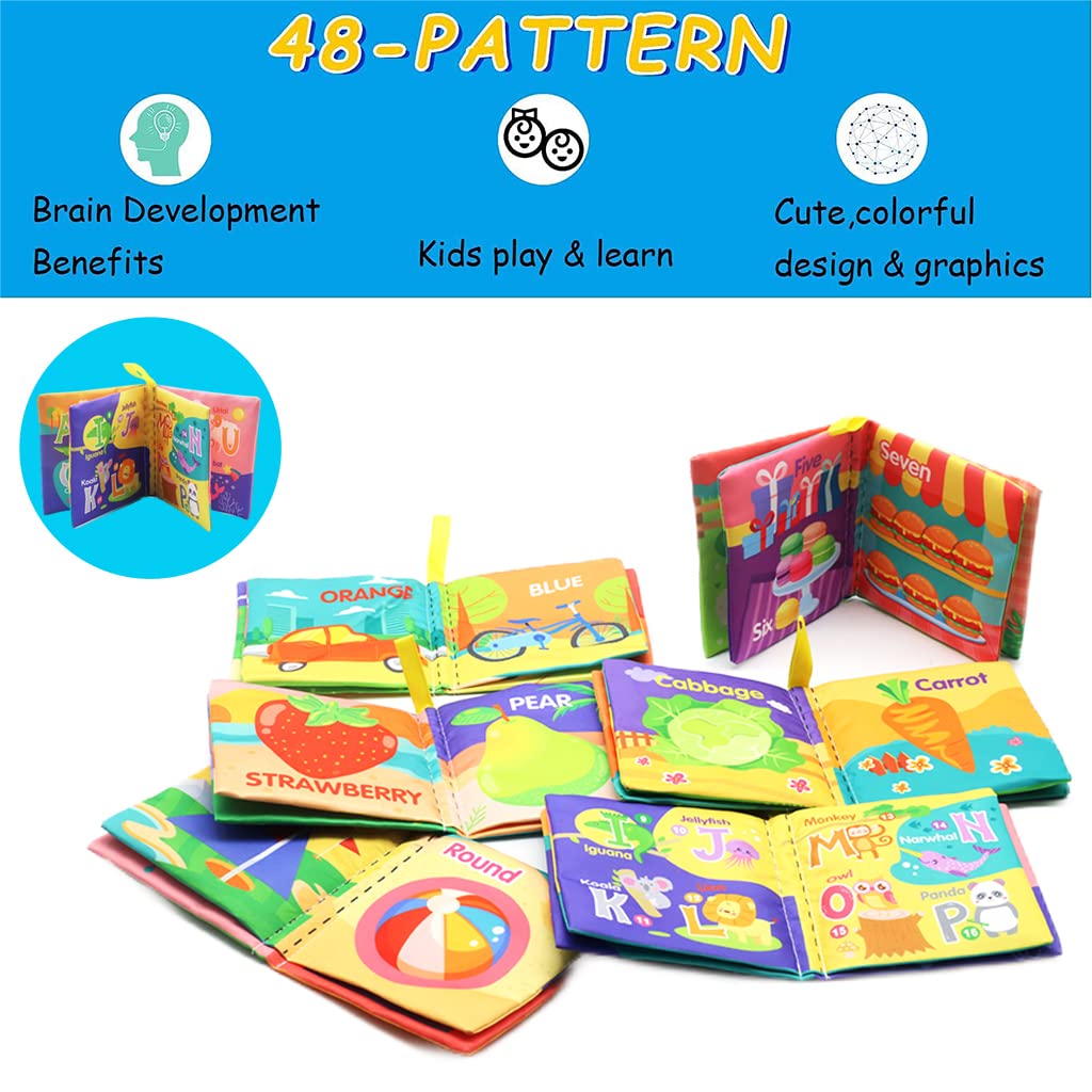 PATPAT Cloth Books for Babies with Crinkle Sound including 6 Themes and Soft Polyester Pages
