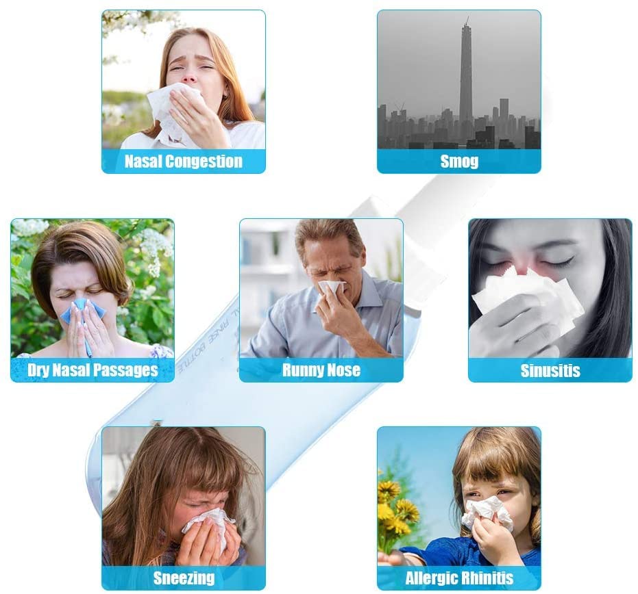 HANNEA Nose Wash System for Sinus Relief and Nasal Allergies 300ml 2PCS | For Adults and Children