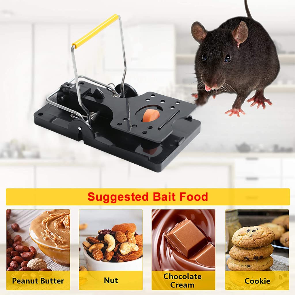 ELEPHANTBOAT Mouse Traps for Indoor and Outdoor Use with Quick Trigger | 4 Pack 9.7×4.6×5.5 cm Reusable ABS Design