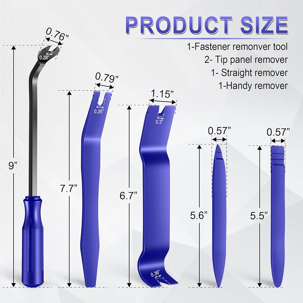ZIBUYU Auto Trim Removal Tool Kit 5PCS with Non Scratch Pry Design for Car Interior | Ergonomic and Scratch Free Tools for Panel Disassembly