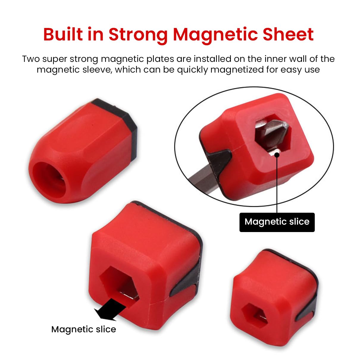 Serplex Screwdriver Bits Magnetizer Kit with 4 Rings and 1 Holder for Electric Drill Use | Plastic Magnetic Rings for DIY and Repair Tasks