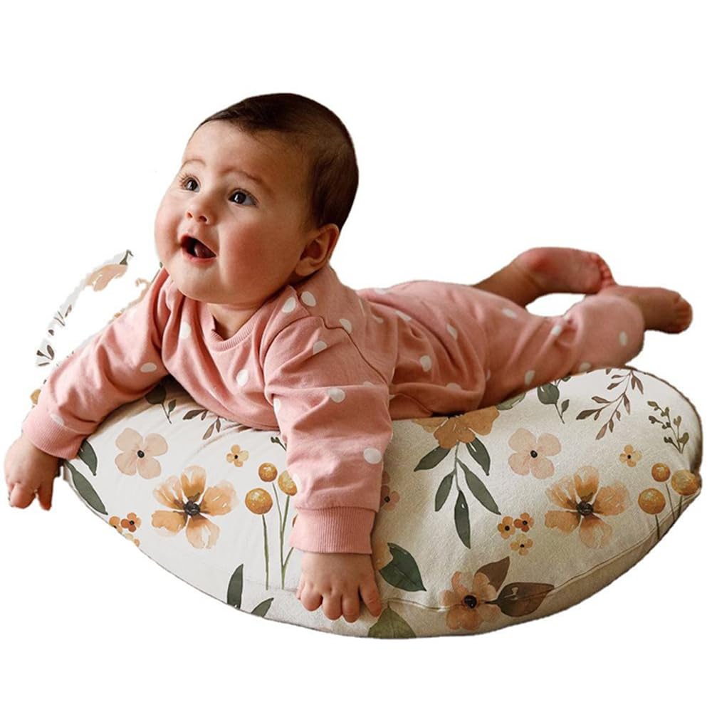 SNOWIE SOFT Baby Feeding Pillow for Breastfeeding with 50x50cm Wide Edge Support | Pure Cotton Cover for Mom and Newborn