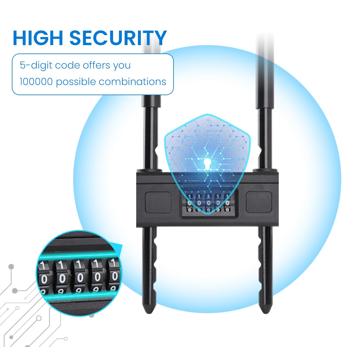 STHIRA Cycle Lock for Bike and Gate with 5 Digit Combination featuring Adjustable Alloy Steel Shackle