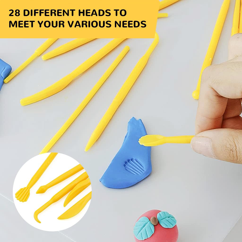 HASTHIP Clay Art Tool Kit for Pottery and Sculpting with 14 Tools featuring Dual Head Design | Includes Acrylic Rollers and Storage Bag