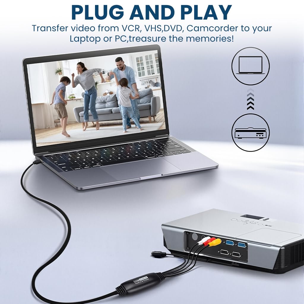 ZORBES VHS to Digital Converter for VCR DVD and Camcorder with 1080P Capture | USB-C Adapter