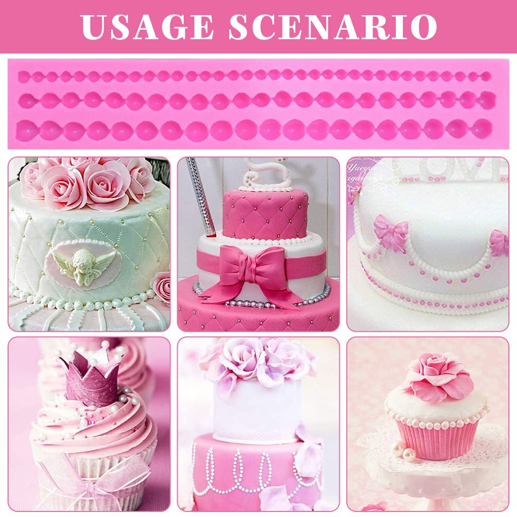 HASTHIP Rope Bead Silicone Fondant Mold for Cake Decoration featuring Triple Row Design | Food Safe Flexible Silicone for Creative Baking and DIY Crafts