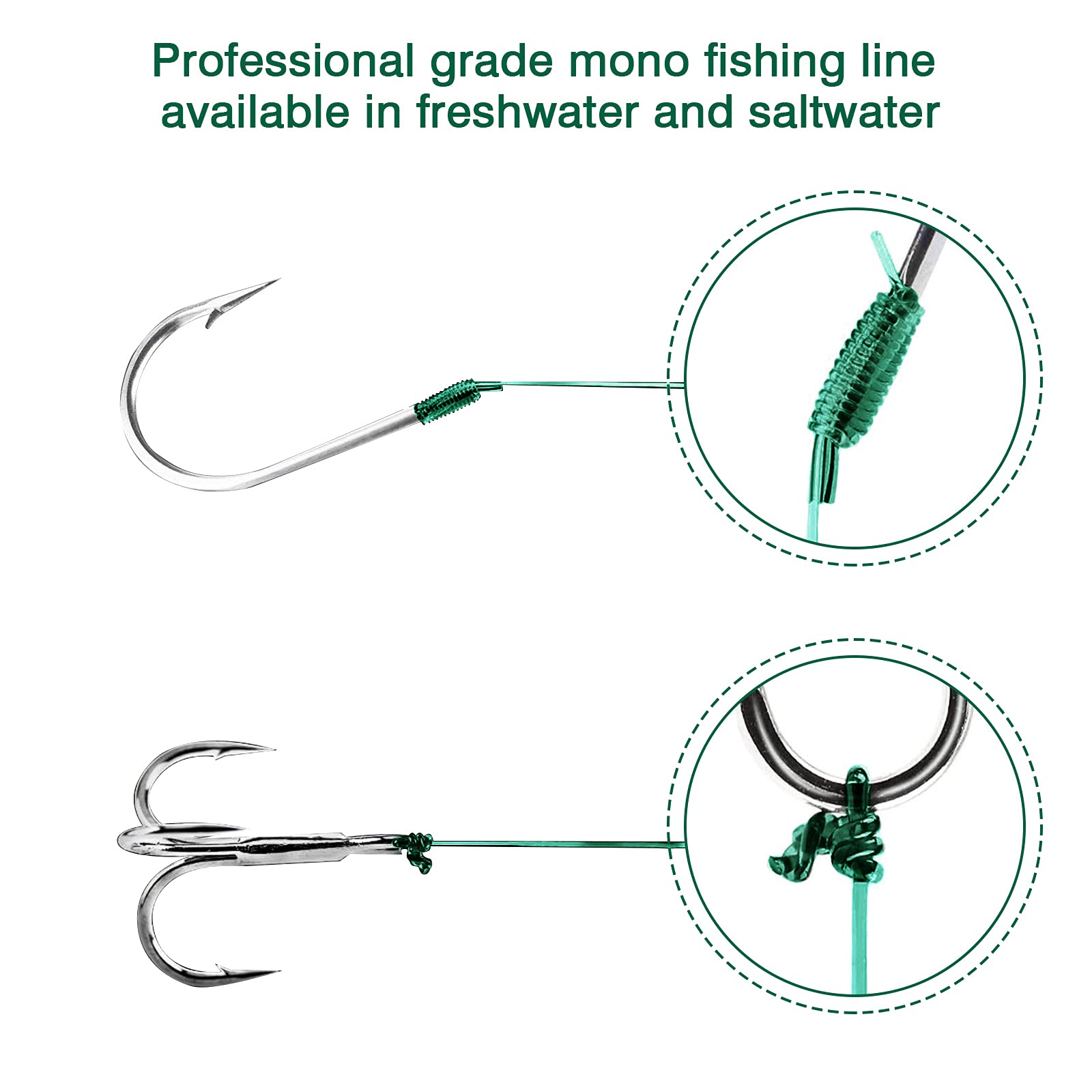 Proberos Fishing Line for Freshwater with 0.52mm 48.7LB Strength | Nylon Green 100m