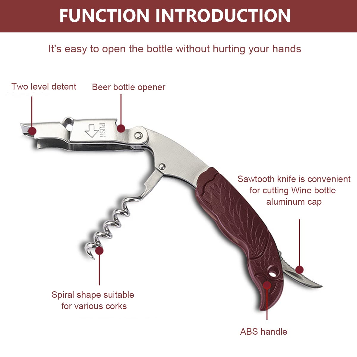 HASTHIP Wine Opener for Home and Party with Ergonomic Eagle Handle and Foil Cutter | Stainless Steel Corkscrew