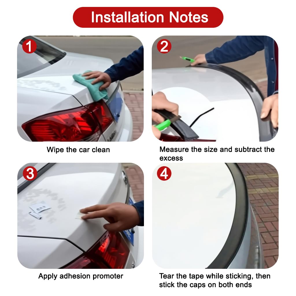 STHIRA Car Spoiler Lip for Sedan and Hatchback with 1.5 m Rubber Strip | Matte Black Aerodynamic Trunk Protector