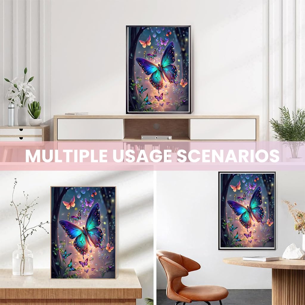ZIBUYU 5D Diamond Painting Kit for Adults with Full Drill Butterfly Design 30x40cm Canvas | Round Sparkling Diamonds for Relaxing DIY Wall Art