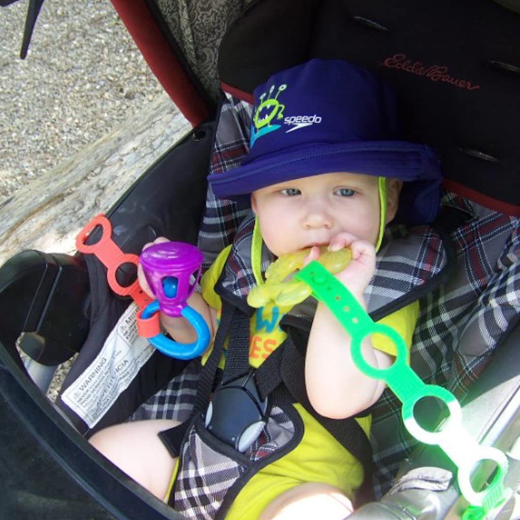 SNOWIE SOFT Pacifier Chain for Baby Strollers with Dual Head Closure Buckles 46cm Silicone Strap | Set of 2