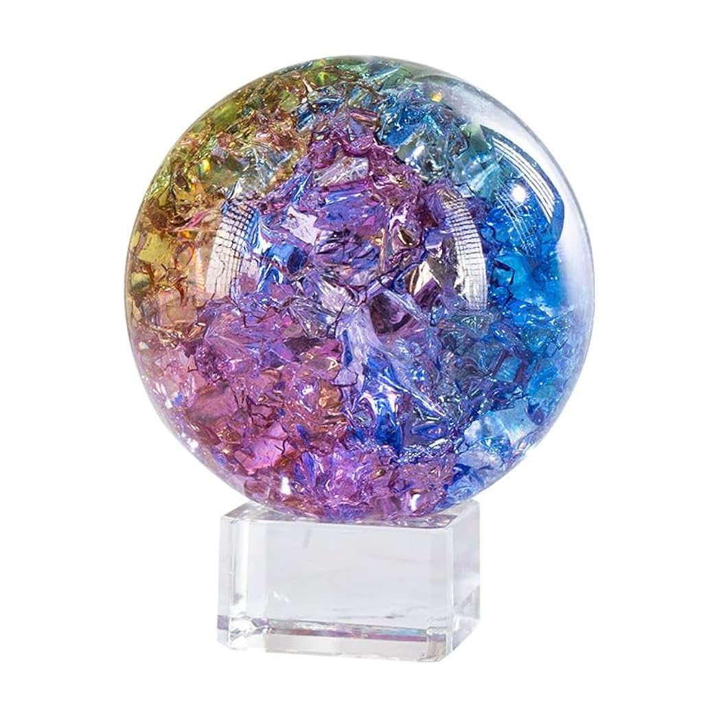 HASTHIP® 1pcs Glass Crackle Ball Desk Decor 50mm Dia Fancy Color Crystal Ball Desk Decor Room Decor Tabletop Water Fountain Decorative Glass Ball Feng Shui Glass Ball