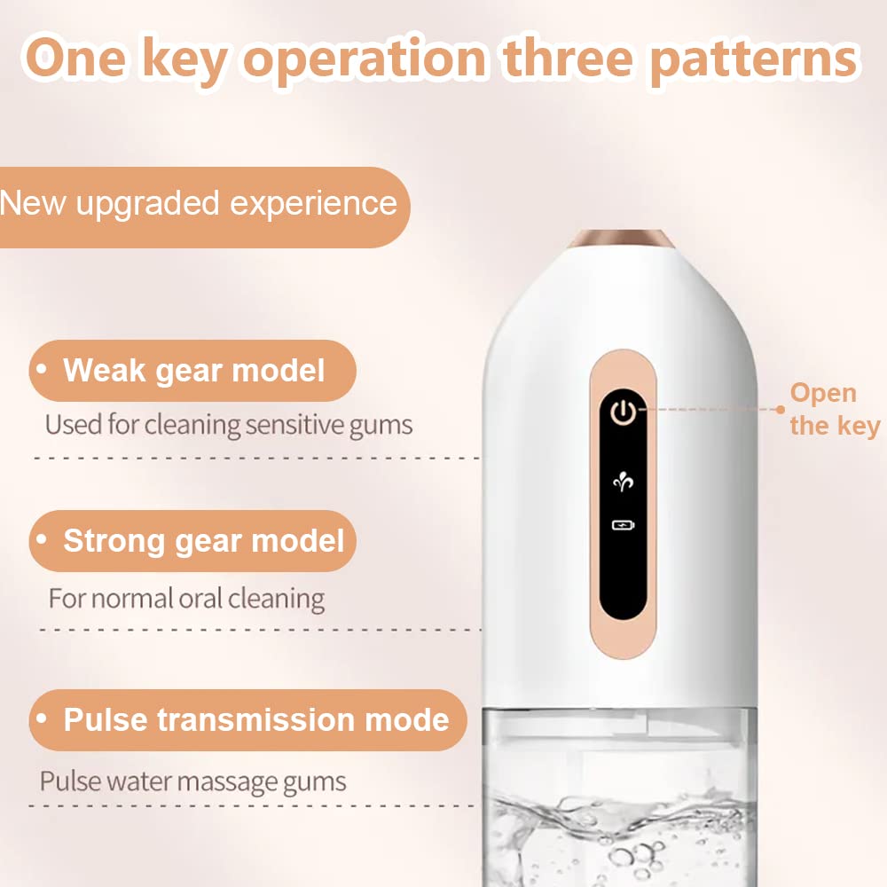 HANNEA Cordless Dental Flosser for Teeth with 200ml Tank featuring 3 Modes & 360° Jet Tip | USB Rechargeable IP44 Waterproof Design
