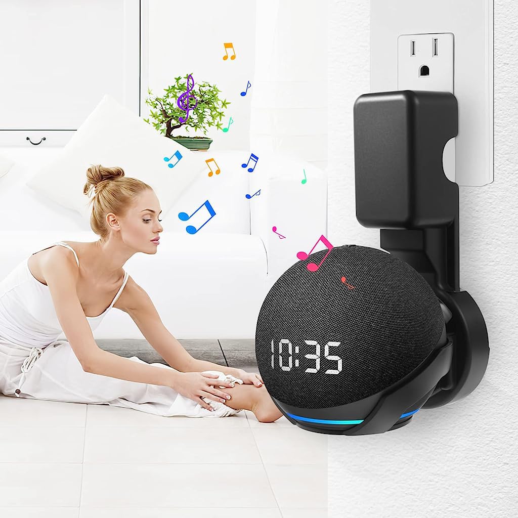 ZORBES Alexa Stand Wall Mount for Echo Dot 4th & 5th Gen with Cable Groove | 18x10.5x10.5cm Plastic Holder