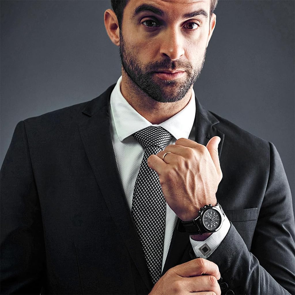 GUSTAVE Cufflinks for Men featuring Round Golden Edge Enamel Design | Ideal for Wedding and Business Attire