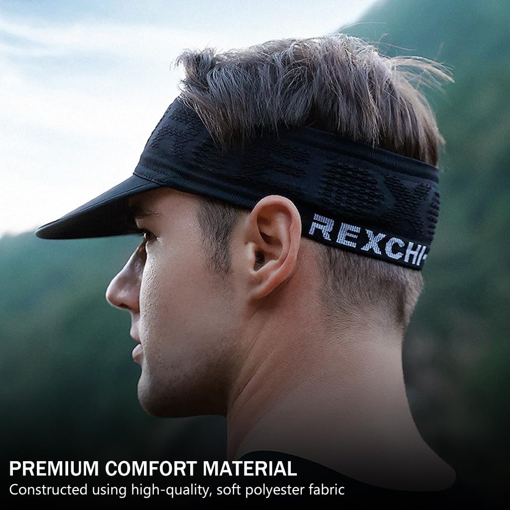 GUSTAVE Sport Cap Visor for Running with 3.5 in Curved Brim and Non Slip Adjustable Band | UPF 50+ Sun Protection