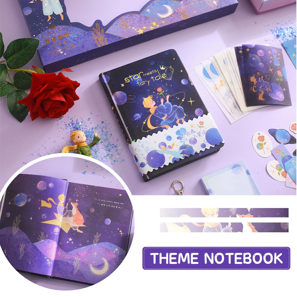 HASTHIP Little Prince Scrapbook Kit for DIY Journaling with 1 Notebook and 5 Washi Tapes | Gift Box Set