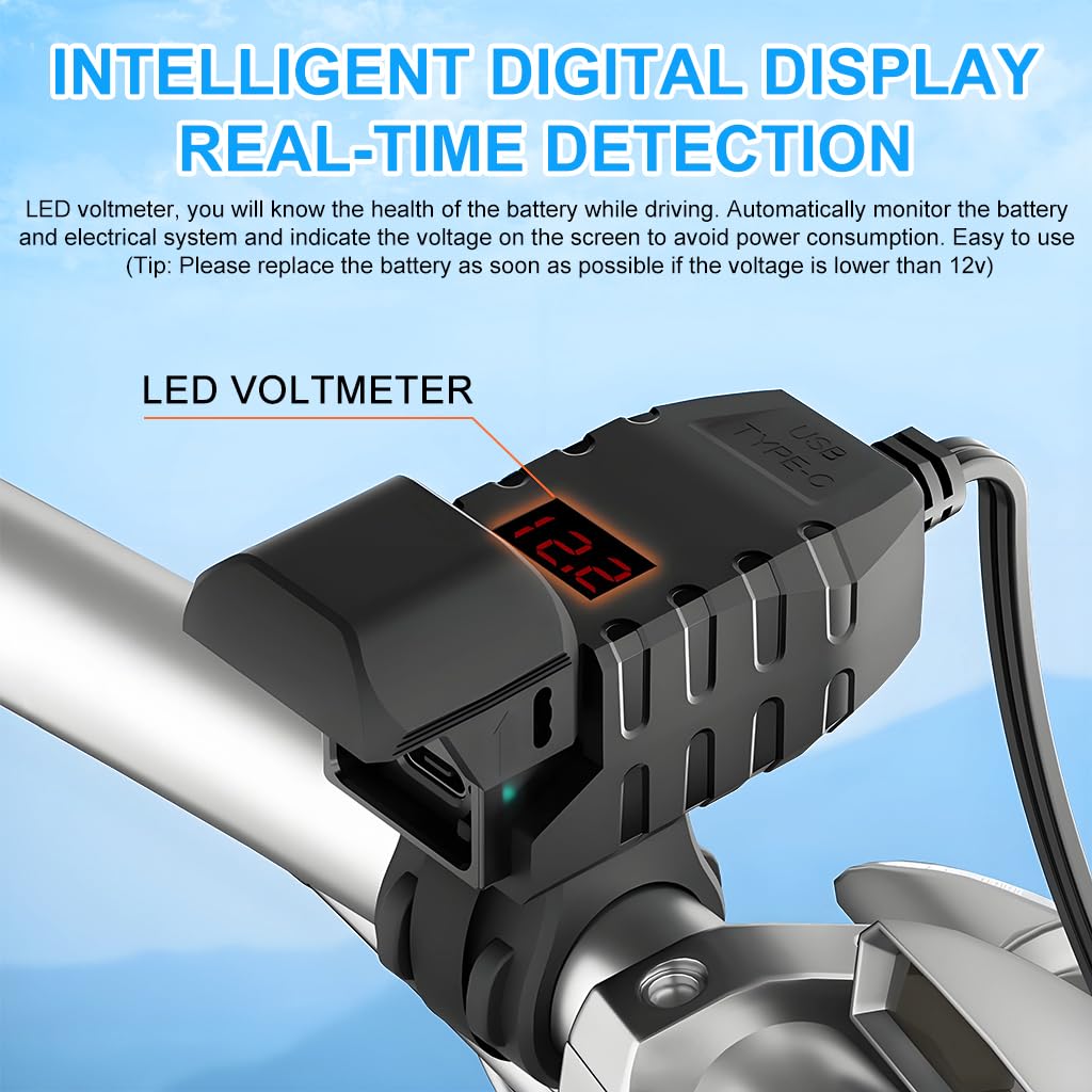 ZORBES Motorcycle USB Charger with Dual Port Waterproof Design for 12V 24V Handlebar Mount