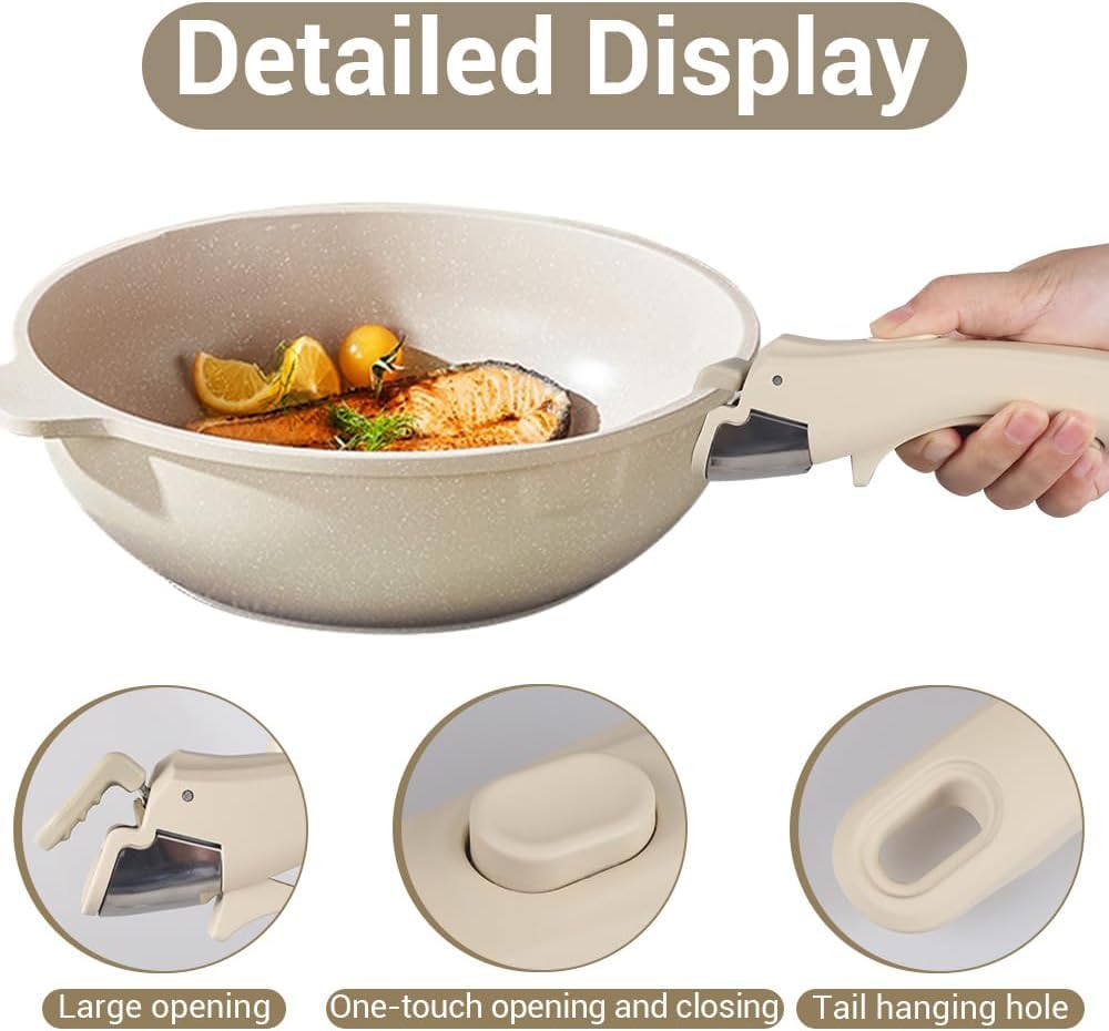 HASTHIP Universal Detachable Pot Handle for Handleless Pans with Secure Anti Slip Grip 2PCS