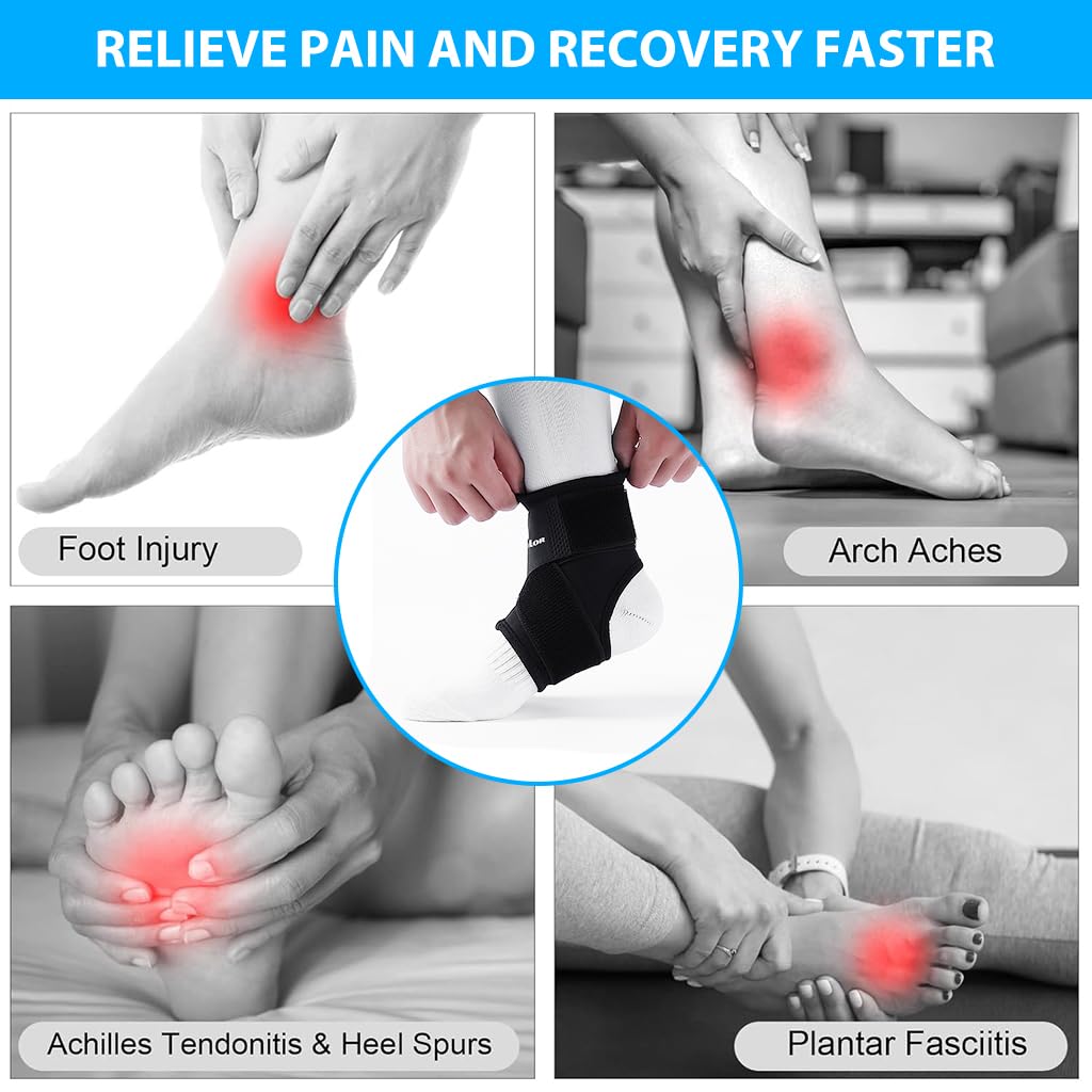 PROBEROS Ankle Compression Brace for Injury Prevention with Adjustable Support Strap | Breathable Pain Relief for Men and Women