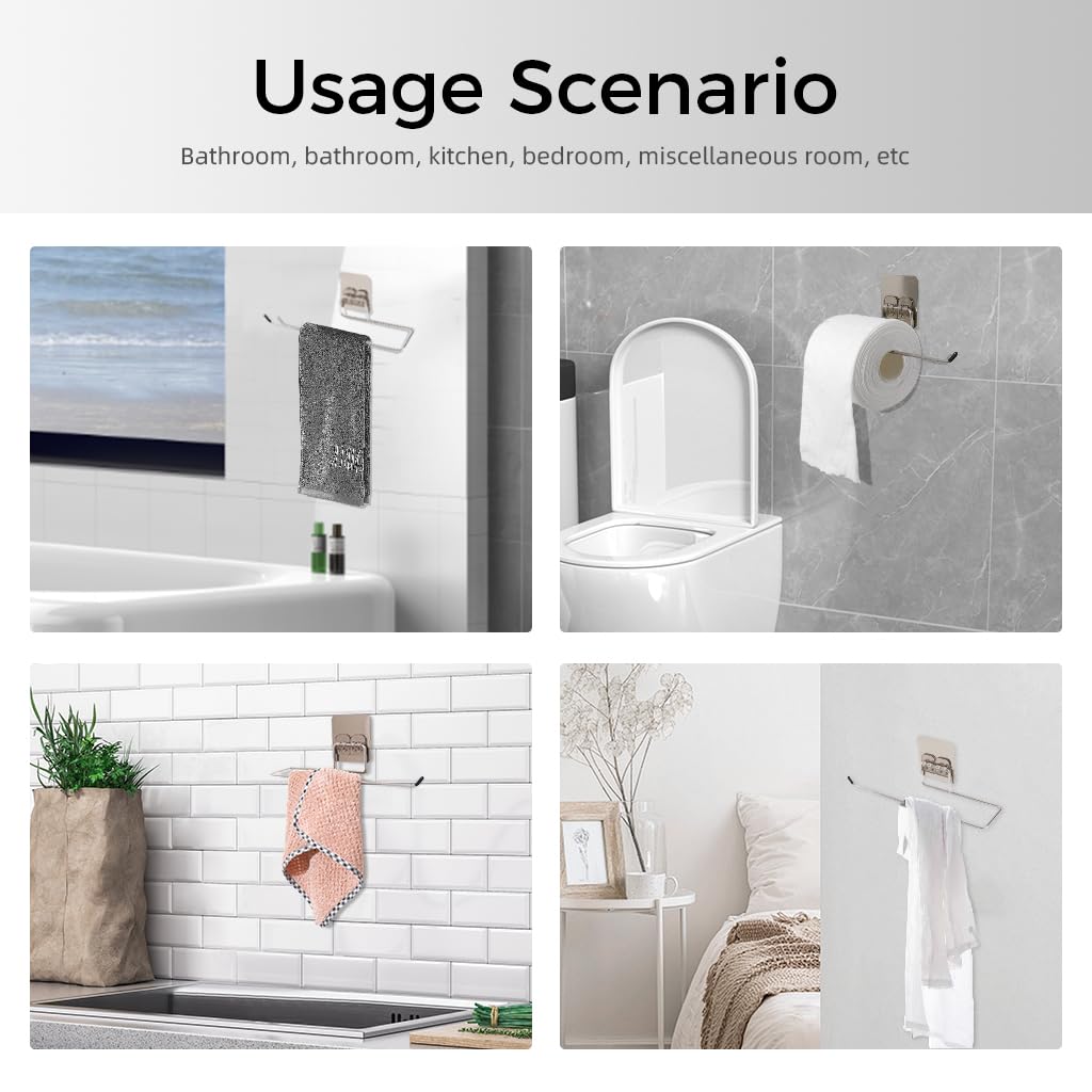 ZIBUYU Tissue Paper Holder for Bathroom and Kitchen featuring Self Adhesive Mount 10.4 in Metal Rack | Space Saving Design