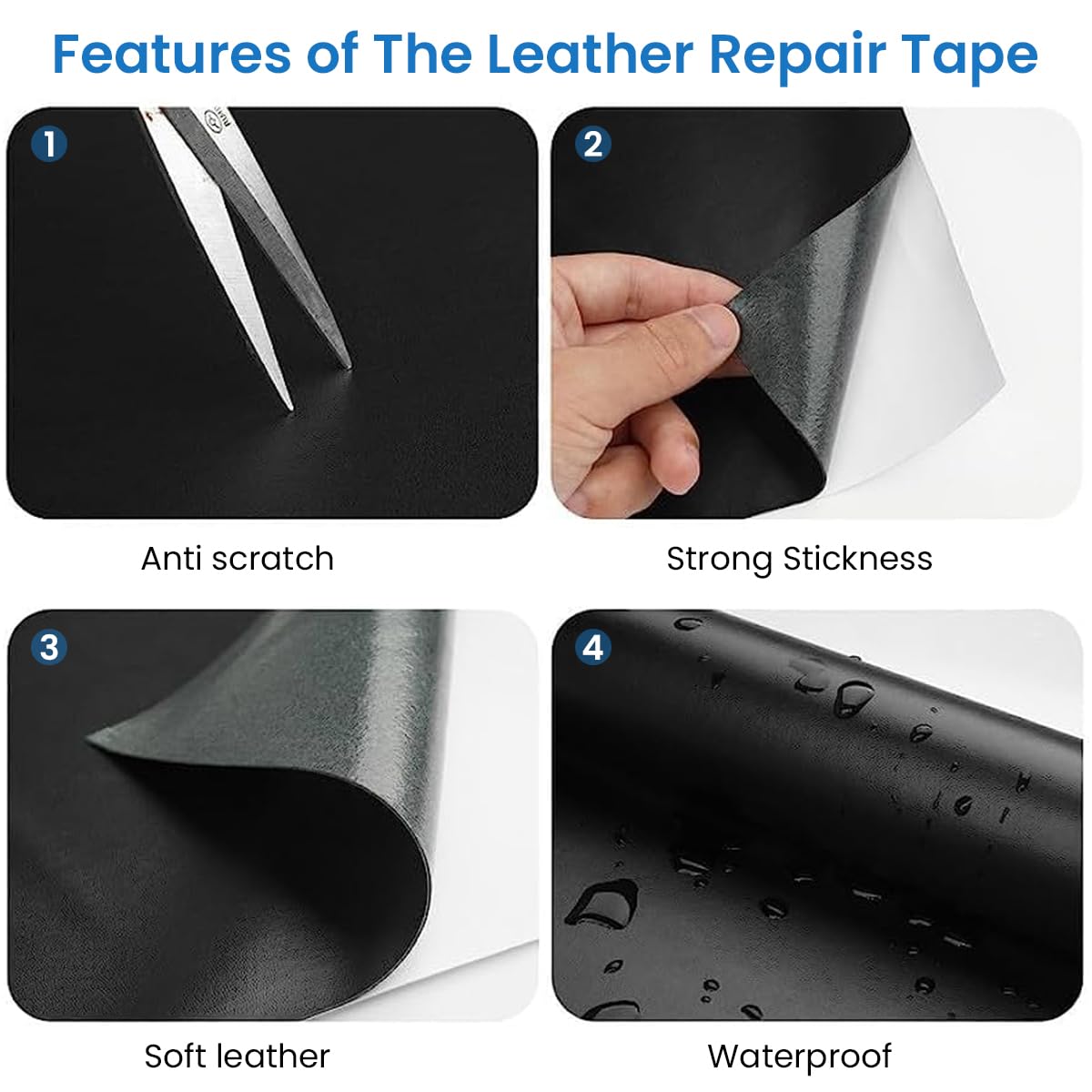 STHIRA® Leather Sofa Repair Patch Roll 9.8 Inches x 23.6 Inches Leather Repair Tape Strong Self-adhesive Leather Fashion Leather Repair Tape for Leather Sofa, Couch, Car Seats, Chair, Armchairs