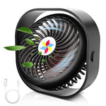 Verilux® Portable Table Fans Support 360° Adjustable Low Noise USB Chargeble Fan Hand Mini Small Fan for Desk Home Offices & Travel (Black)