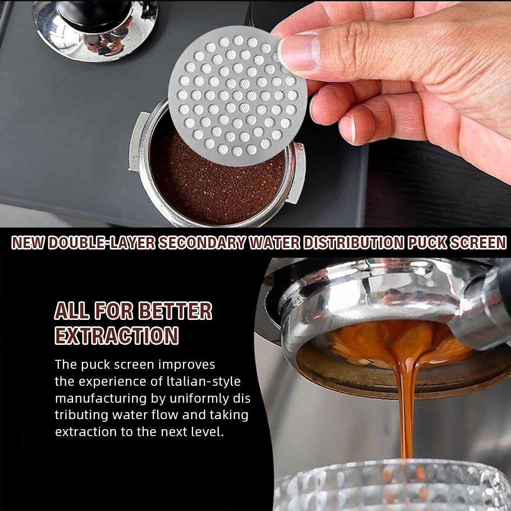 Supvox Espresso Puck Screen for Even Extraction with 0.8mm Fine Mesh 304 Stainless Steel | Ideal for Coffee Enthusiasts